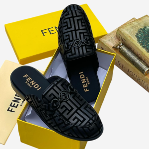 Fendi Roma men's velvet slippers