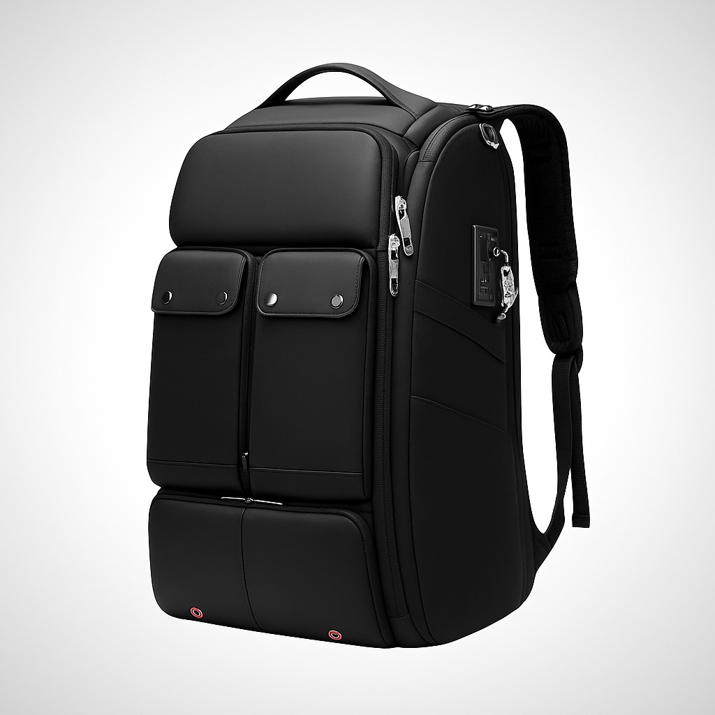 A high-quality product shot showcasing the backpack's design, features, and the Nigerian market appeal.