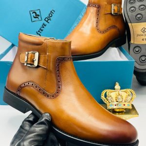 Steve Riots Cognac Brown Leather Shoes