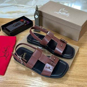 Christian Louboutin Chambeliss Brown Calf Leather Heeled Sandals