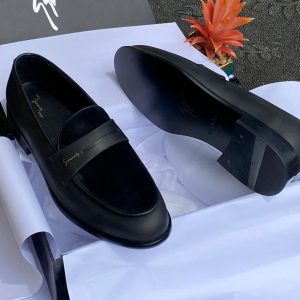 Givenchy Black Calf Leather and Suede Loafers with Logo Plaque