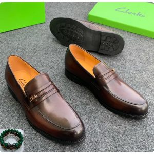 Clarks Brown Leather Slip-On Loafers