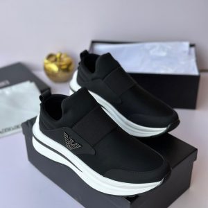 Emporio Armani Black Slip-On Low-Top Sneakers