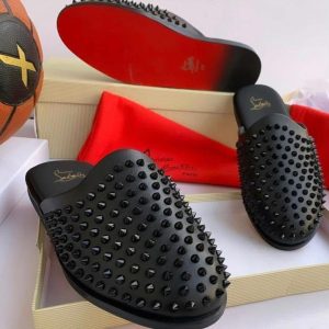 Christian Louboutin Take It Easy Mules – Black Rubber Half Shoe