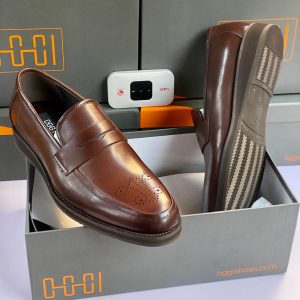 OGGI Brown Leather Penny Loafers – Classic Handmade Style