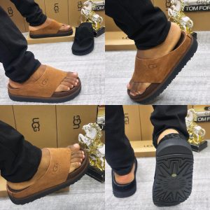 UGG Men’s Solano Slides – Brown Suede Everyday Comfort