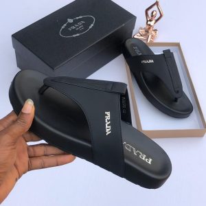 Black Luxury Leather Thong Slides