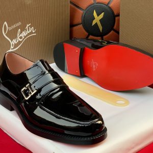 Black Patent Leather Luxury Loafers with Signature Red Sole