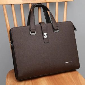 Brown Men’s Water-Resistant Business Laptop Briefcase