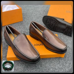 Brown Leather Luxury Loafers with Embossed Detail