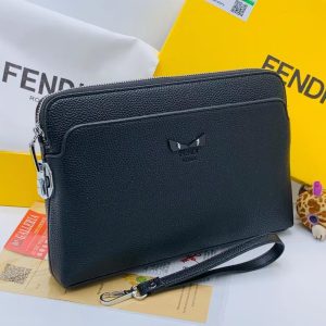 Black Embossed Leather Luxury Clutch Bag