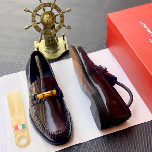 Burgundy High-Shine Leather Loafers