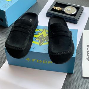 FDCP ZYDPX Black Suede Slip-On Mule Loafers