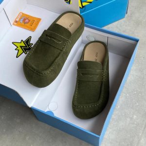 FDCP ZYDPX Green Suede Slip-On Mule Loafers