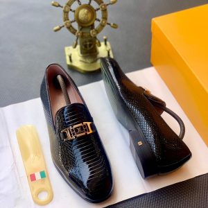 Louis Vuitton Exotic Embossed Black Loafers