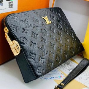 Men’s Black Monogram Leather Clutch Bag