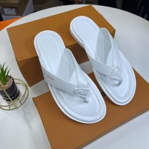 Louis Vuitton Black Leather Thong Sandals Mens Designer Flip Flops